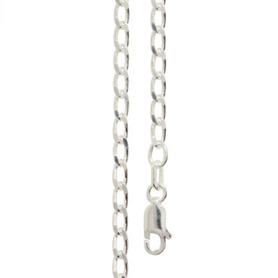 Silver Curb Link Necklace - 45 cm