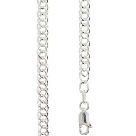 Silver Double Curb Link Necklace - 40 cm