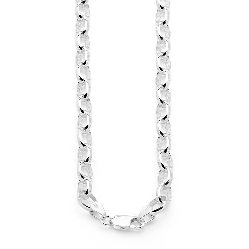 Silver Belcher Link Necklace - 50 cm