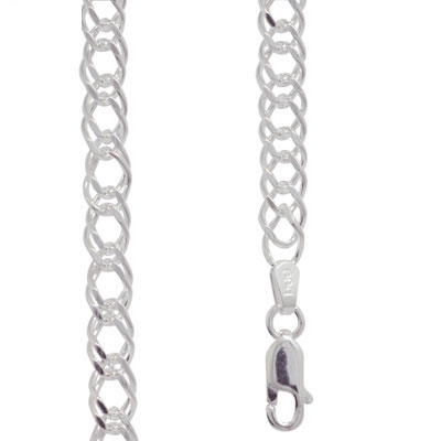 Silver Necklace Double Curb Link - 40 cm