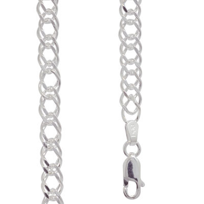 Silver Necklace Double Curb Link - 45 cm