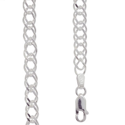 Silver Necklace Double Curb Link - 55 cm