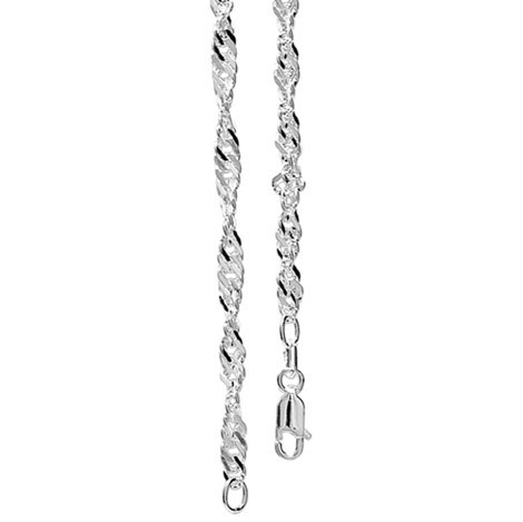 Silver Singapore Link Necklace - 50 cm