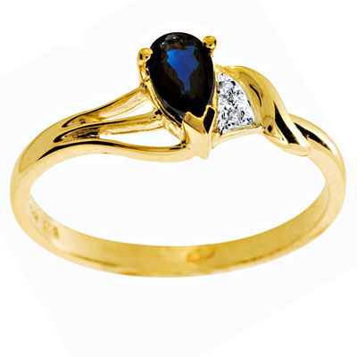 Tear Drop Sapphire and Diamond Ring