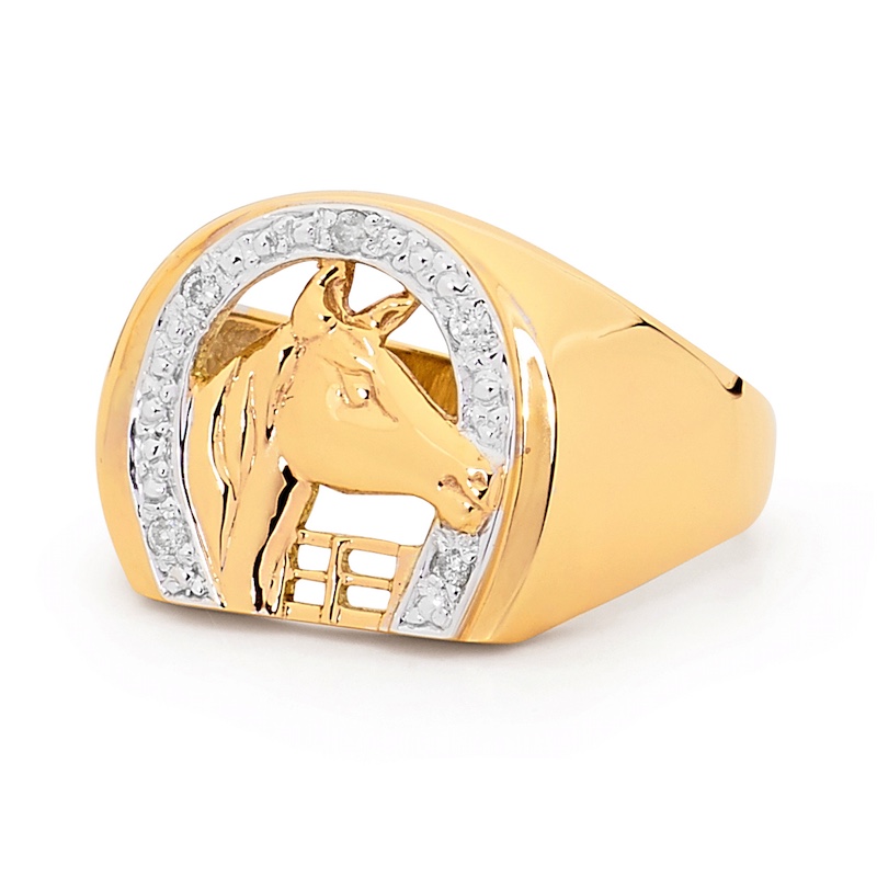 Solid men's horse shoe ring