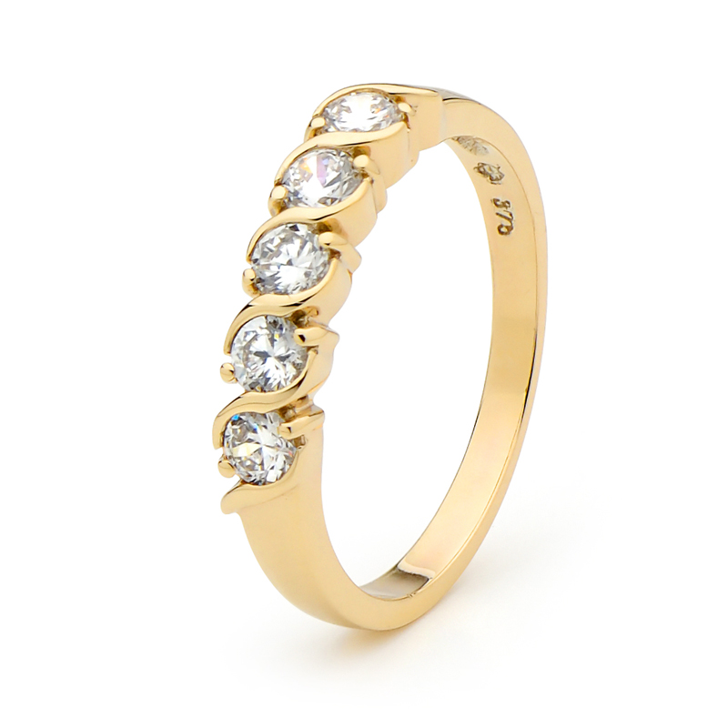 thumbnail image 2 of Mauzew 18K Gold Plated Cubic Zirconia Stacking Rings For Women - Size 5-9, 4mm Wide, Wedding Band Style 2 of 14