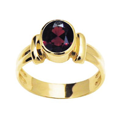 Classic French Style Bezel Ring with Garnet