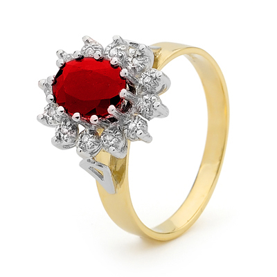Created ruby and Diamond princess ring