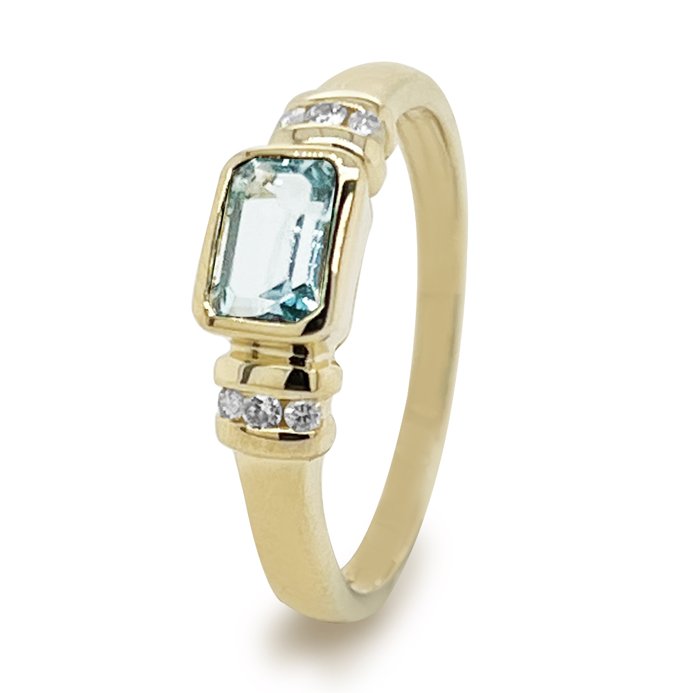 Art Deco Blue Topaz and Diamond Ring
