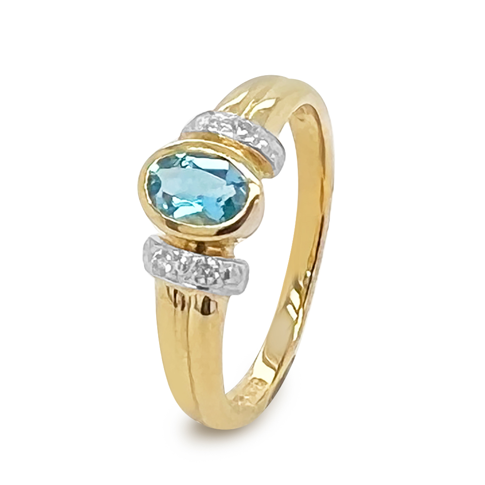 Blue Topaz and Diamond Ring