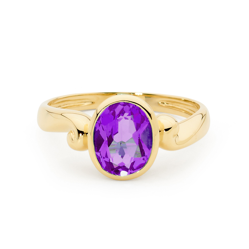 Amethyst Set in Solid Gold Ring