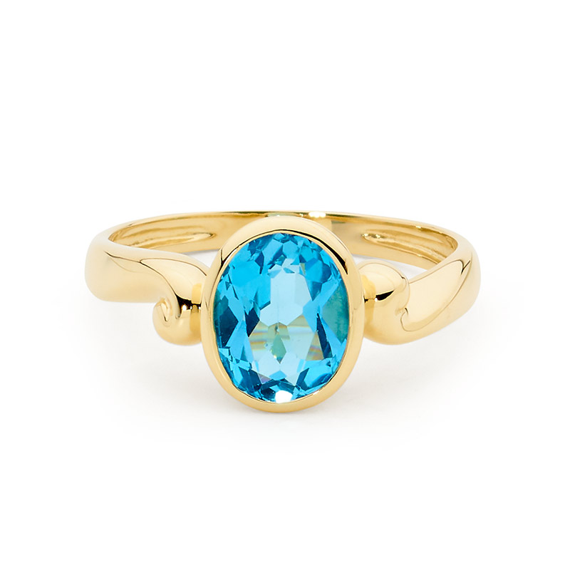 Stunning Blue Topaz Set in Gold Ring