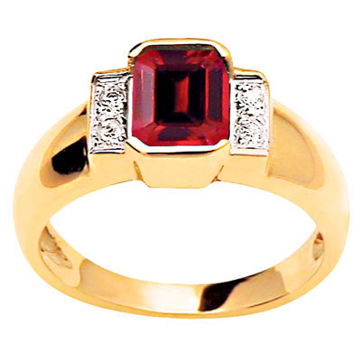 Octagonal Created Ruby and Diamond ring