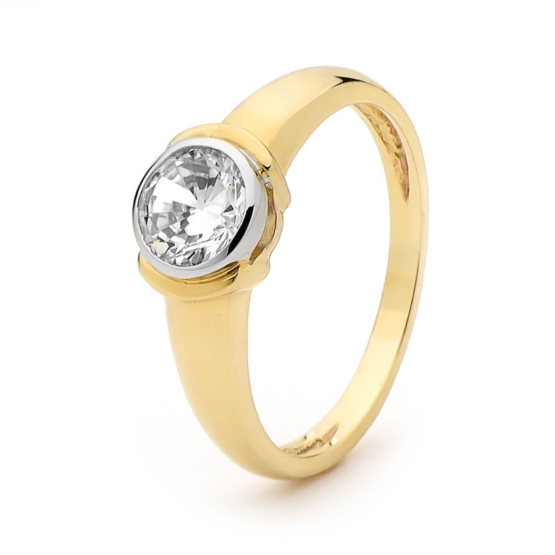Modern Cubic Zirconia Solitaire Ring