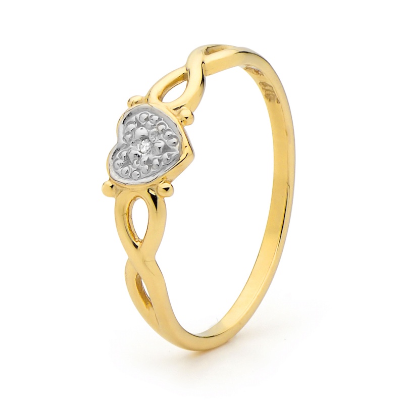 Gold Heart Ring with Diamond