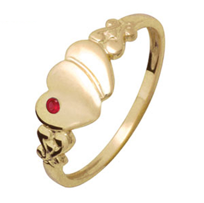 Childs Signet Ring Gold with Ruby - Size P