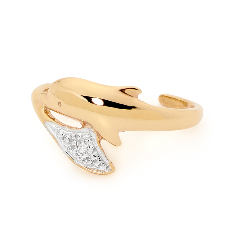Cute Dolphin Toe ring with Diamond