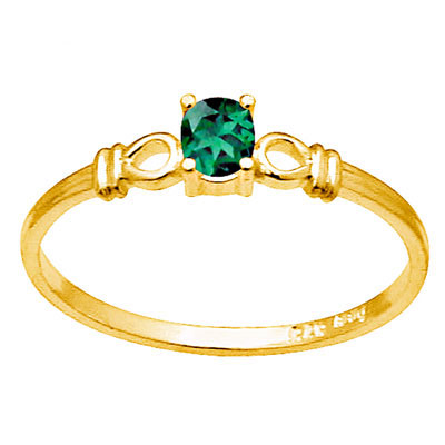 Gold Ring with Created Emerald  &quot;Cute&quot;