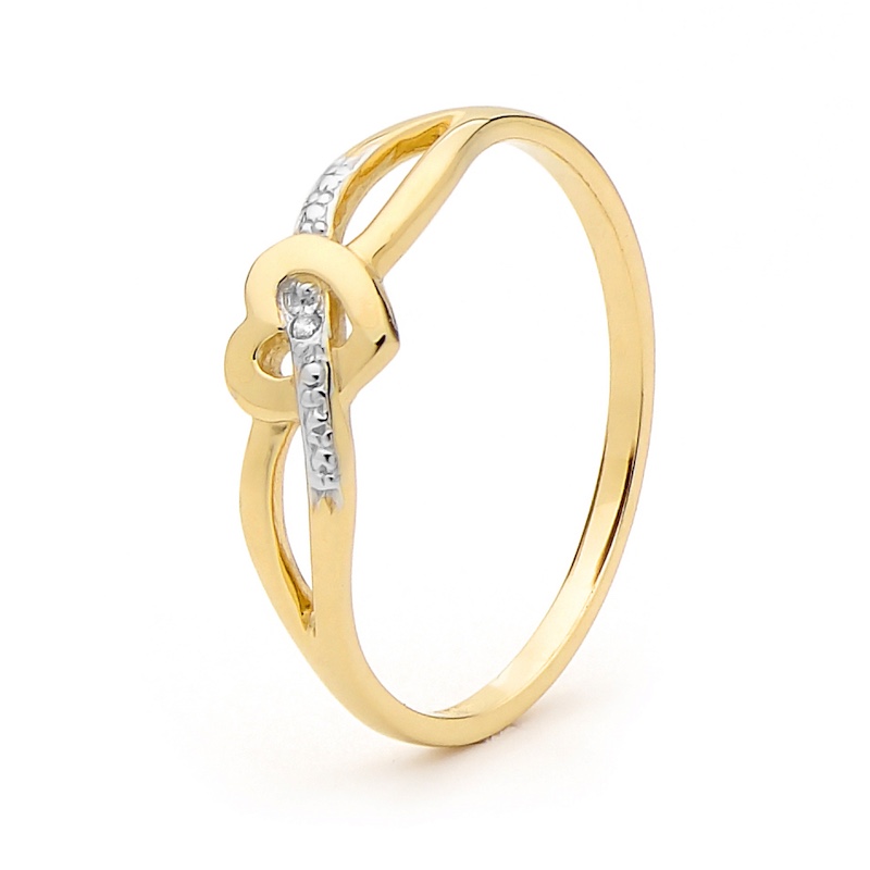 Diamond Ring - &quot;Ribbon through heart&quot;