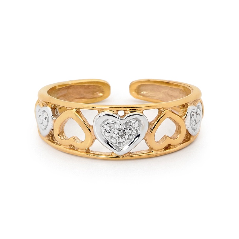 Diamond set heart toe ring