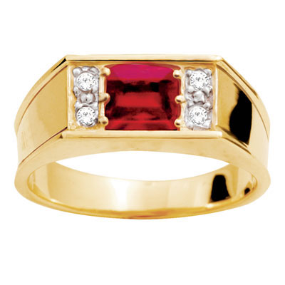 Men's Created Ruby and Diamond Ring