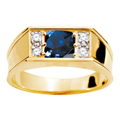 Created Sapphire and Diamond Ring