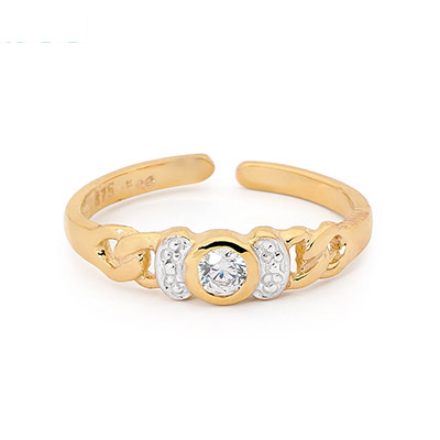 Gold toe ring with Cubic Zirconia