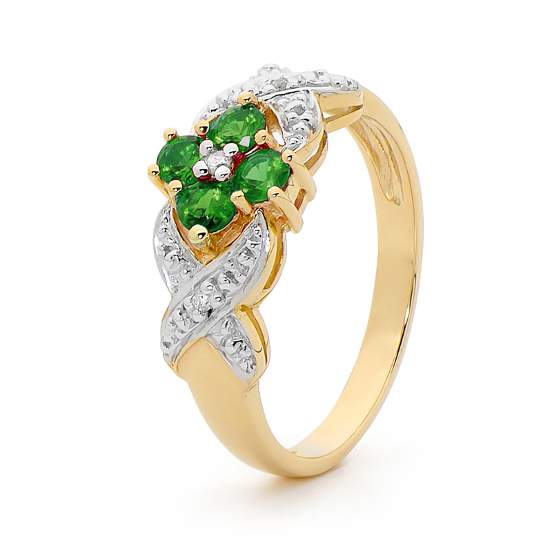 Created Emerald and Diamond ring