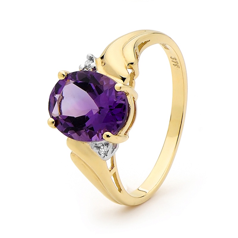 Large Amethyst and Diamond Ring