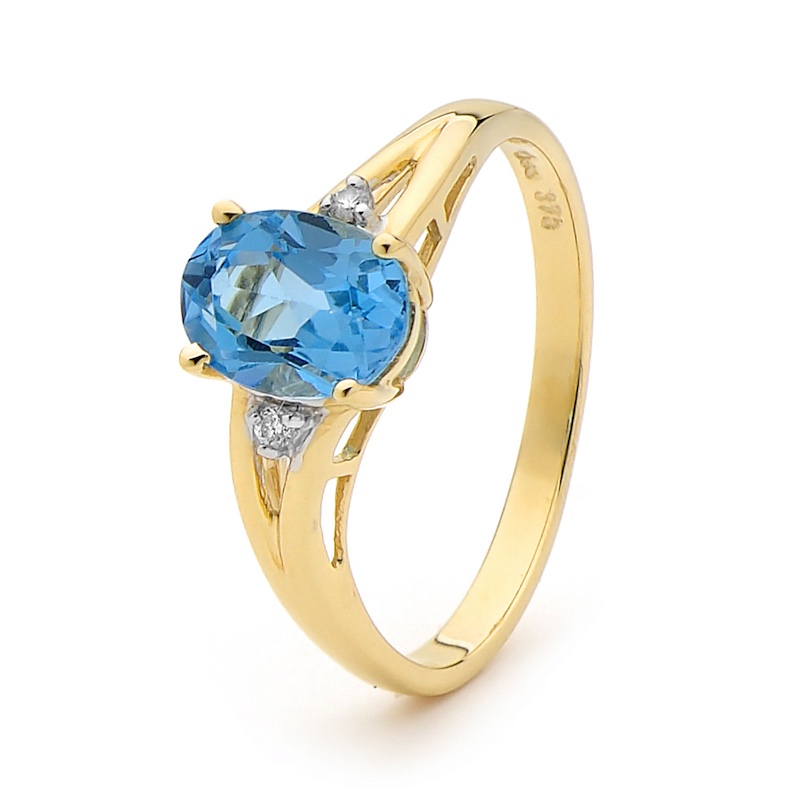 Bold Blue Topaz and Diamond Ring