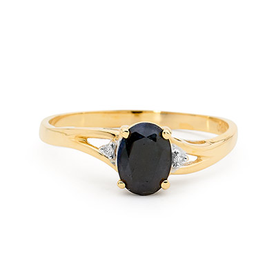 Bold Dark Sapphire and Diamond Ring (U)