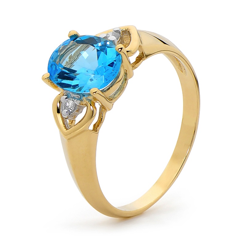 Blue Topaz and Diamond Ring (U)