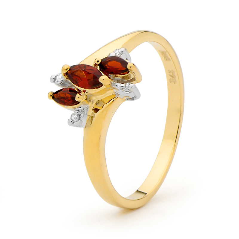 Gold Garnet and Diamond Dress Ring