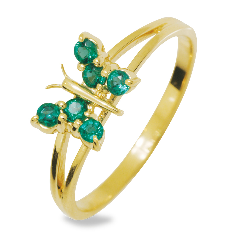 Butterfly Ring with Emerald