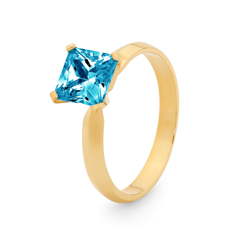 Princess Cut Blue Topaz Ring
