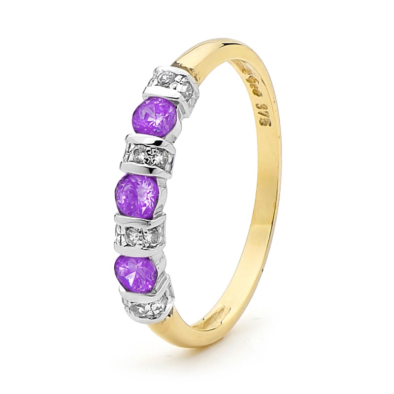 Amethyst Coloured and White CZ Eternity Ring