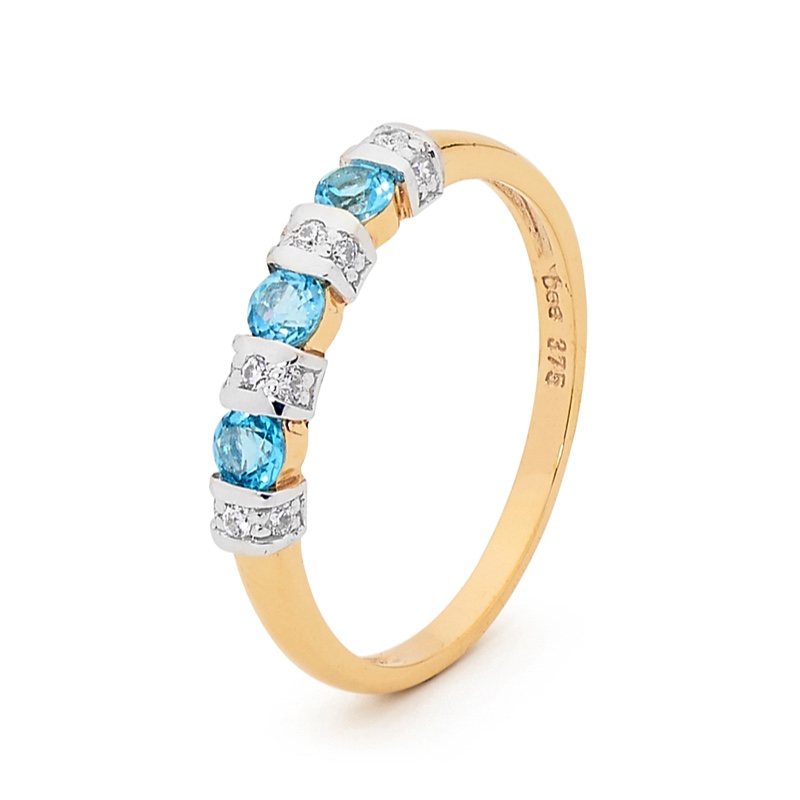 Blue Topaz and CZ Eternity Ring