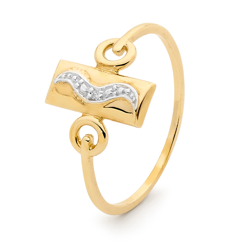 Oblong Gold and Diamond signet ring