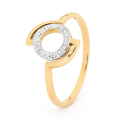 Gold Diamond Set Circle Ring