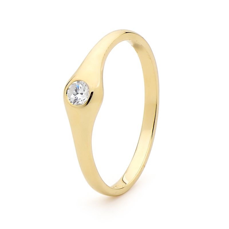 Cubic Zirconia Ring - Liquid Gold Design