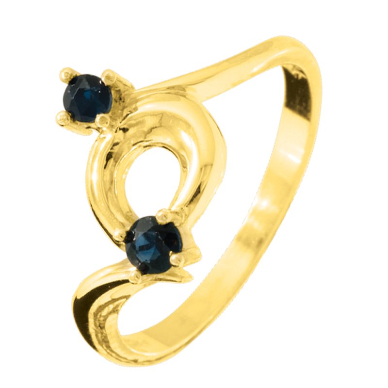 Sapphire Ring - Gold Swirl