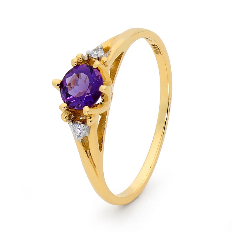 Amethyst and Zirconia Coronet Ring