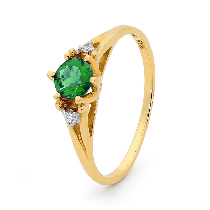 Emerald and Diamond Coronet Ring