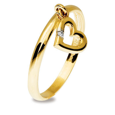 Ring with Attached Diamond Heart