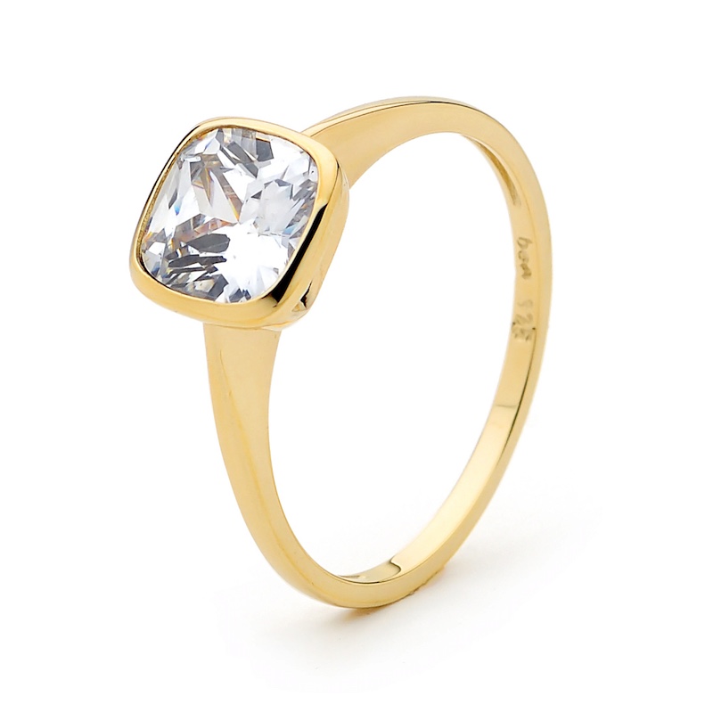 Cubic Zirconia Ring - Cushion Cut Gem