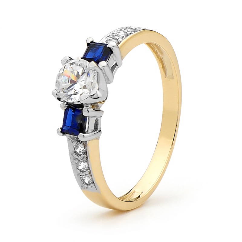 Cubic Zirconia Ring with Created Sapphire