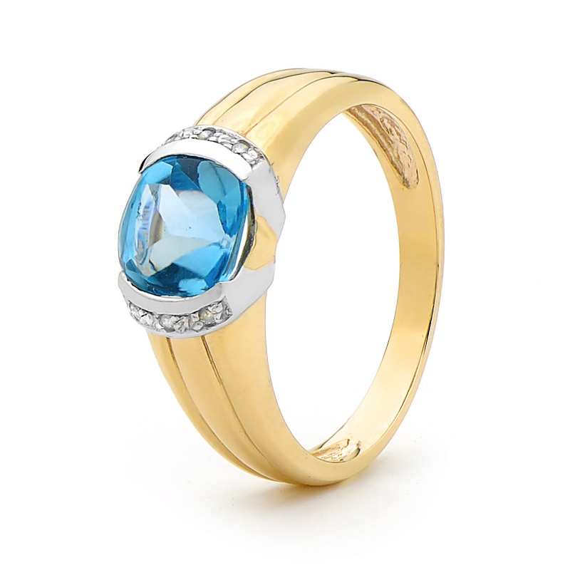 Blue Topaz and Diamond Dress Ring