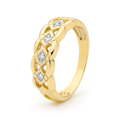 Plait Band Diamond Ring - Size S.