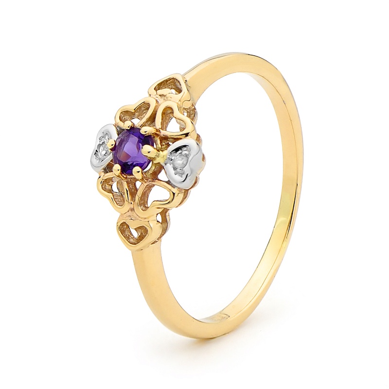 Romantic Flower Amethyst Ring