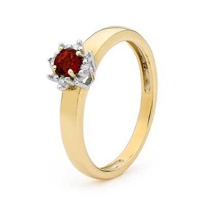 Ruby and Diamond Cluster Ring